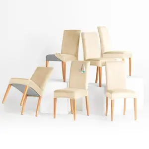 Restilo Napínací potah na židli Sento světle béžová, 48 x 48 x 58 + 10 cm, sada 6 ks