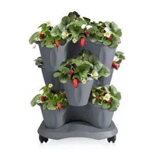 Květinová kaskáda na kolečkách Trifoglio šedá, 40 x 51 x 40 cm