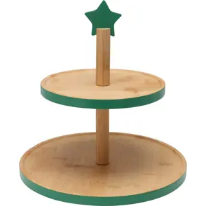 Bambusový etažér na cukroví 2 patra, zelená