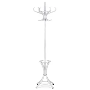 Dřevěný masivní věšák bílá matná, 186 cm