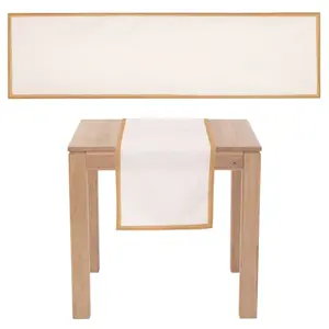 Vánoční běhoun se zlatými okraji krémová, 150 x 40 xm