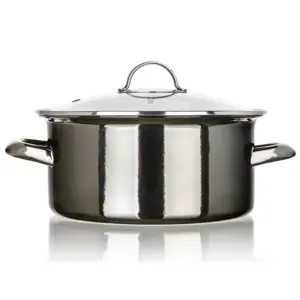 Banquet Hrnec smaltovaný METALLIC Black 22 cm, 3,75 l, s poklicí, 22 cm