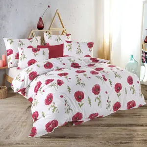 BedTex Bavlněné povlečení Mona červená, 150 x 200 cm, 50 x 60 cm, 150 x 200 cm, 50 x 60 cm