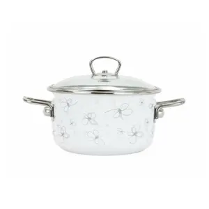 Belis Smaltovaný hrnec s poklicí Premium, bílá, 20 cm, 3,5 l, 3,5 l