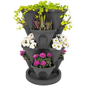 4Home Květinová kaskáda 4dílná, antracit, 4 patra