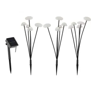 Aldotrade Lampa solární Houbičky, sada 3ks, v. 43cm, 15 LED, teplá bílá