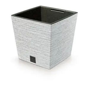 Květináč FURU SQUARE LOW ECO WOOD s vkladem 24 cm, bílá ECO