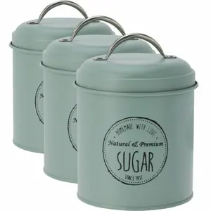 Excellent Houseware Sada plechových dóz na potraviny 11 x 16 cm, 3 ks, zelená, S