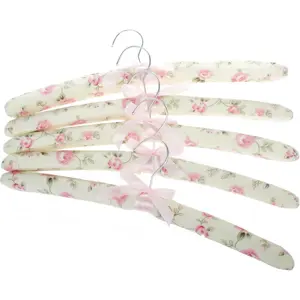 Sada 5 textilních ramínek Květy, růžová