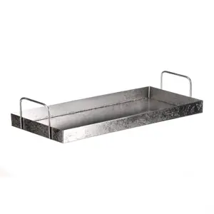 Kovový tác s uchy obdélník, stříbrná, 36 x 16 x 7 cm