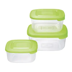 Tontarelli Sada plastových dóz na potraviny 3 ks, čtverec, zelená