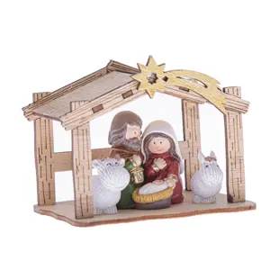 Vánoční betlém s kometou 9,5 x 7,2 x 6 cm, béžová