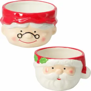 Sada 2 keramických misek Mr. & Mrs. Claus 13 cm