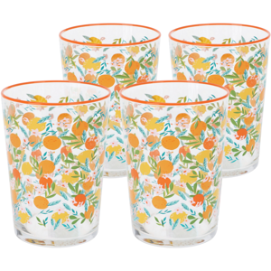4dílná sada sklenic Flowers & Fruits 510 ml, oranžová
