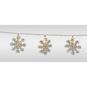 Řetěz se svítícími sněhovými vločkami, 120 cm, teplá bílá, na baterie
