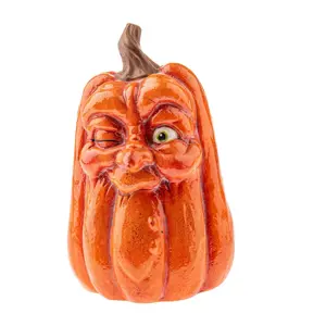 Podzimní dekorace Dýně s tváří, 20 x 32 cm, magnesium