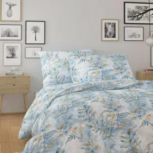 Kvalitex Bavlněné povlečení Nordic Yves modrá, 240 x 200 cm, 2 ks 70 x 90 cm