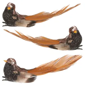 Sada ptáčků na klipu, černo/hnědá, 3 ks