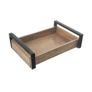 InDecor Dekorační tác z mangového dřeva, 35,5 x 27 x 8 cm, L