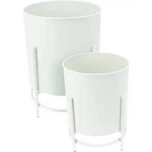 Sada kovových stojanů na květiny Celano bílá, 2 ks