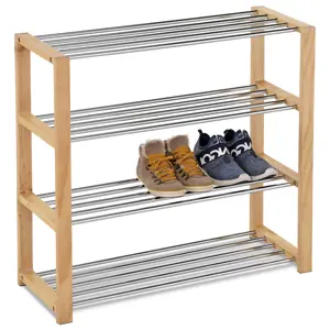 Botník 4 patra, přírodní, 80 x 30 x 73 cm, 4 patra