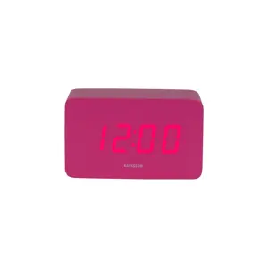 Karlsson 5983BP designové LED hodiny s budíkem růžová, 10 cm