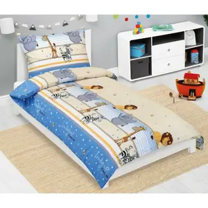 Bellatex Dětské krepové povlečení Safari modrá, 140 x 200, 70 x 90 cm