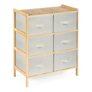 G21 Bambusový regál s košíky, 3 police, béžová, 3 patra