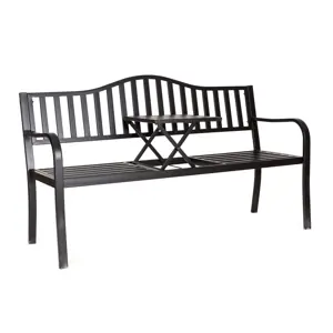 Happy Green Lavička s odkládacím stolkem Rea 150 x 60 x 85 cm, černá