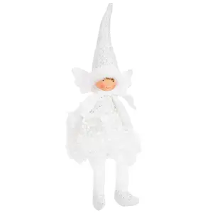 Vánoční dekorace Andílek sedící, 40 cm, stříbrná