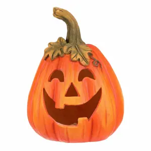 Podzimní LED dekorace Blikající dýně s obličejem, 21 x 21 x 29 cm, keramika