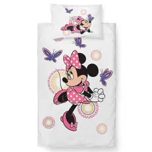Carbotex Dětské povlečení do postýlky Minnie a Motýlci, 100 x 135 cm, 40 x 60 cm