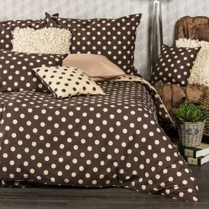 4Home Bavlněné povlečení Puntík Čokoláda, 140 x 200 cm, 70 x 90 cm
