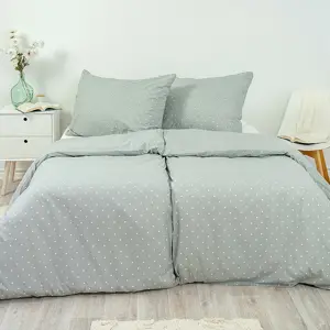 Stanex Krepové povlečení Šedý puntík, 140 x 220 cm, 70 x 90 cm