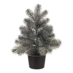 Dekorační Smrk v květináči, 40 cm, zelená, jemně ojíněný, 40 cm