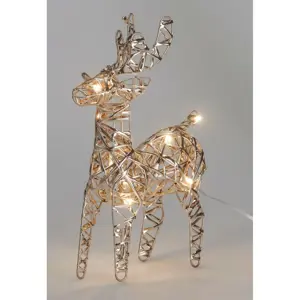 Vánoční svítící sob Champagne, 21 x 14 cm, 30 micro LED, na baterie, 14 cm