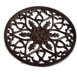 Litinová podložka pod hrnec Mandalle černá, pr. 19 cm