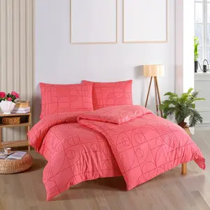 BedTex Bavlněné povlečení Geo Sunset Coral růžová, 140 x 220 cm, 70 x 90 cm, 140 x 220 cm, 70 x 90 cm