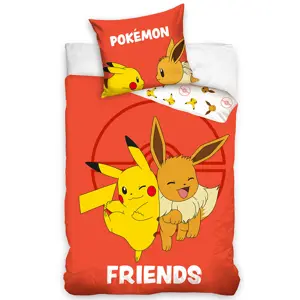 Carbotex Dětské povlečení Pokémon Eeve a Pikachu, 140 x 200 cm, 70 x 90 cm