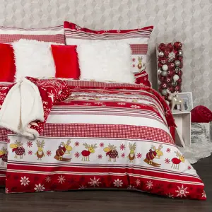 4Home Vánoční flanelové povlečení Sobíci, 140 x 200 cm, 70 x 90 cm
