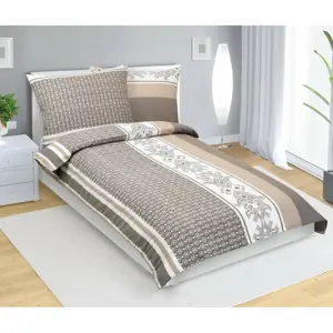 Bellatex Bavlněné povlečení Ornament kávová, 140 x 220 cm, 70 x 90 cm, 140 x 220 cm, 70 x 90 cm