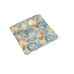 Bellatex Sedák Adéla prošívaný Monstera růže žlutá, 40 x 40 cm