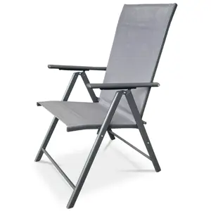 Autronic Zahradní židle, kov, textil, šedá, AZC-S1116 GREY