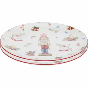 Sada 2 porcelánových mělkých talířů Louskáček 27 cm