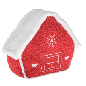 Vánoční dekorace Textilní chaloupka červená, 26 x 30 x 10 cm