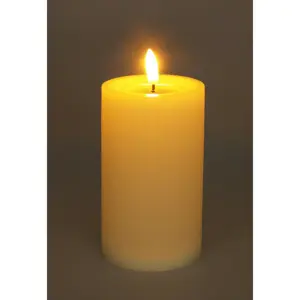 Venkovní LED svíčka 7,5 x 12,5 cm, béžová, na baterie