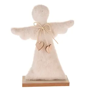Vánoční dekorace Textilní anděl  25,5 cm, chlupatý fleece