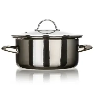 Banquet Hrnec smaltovaný METALLIC Black 20 cm, 2 l, s poklicí, 20 cm