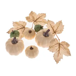 Sada podzimních dekorací, dýně a listy, 10 ks