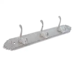 Litinový věšák Enfeite bílá, 43 x 7 cm